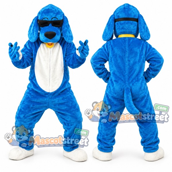Blue Dog Mascot Costume with Sunglasses