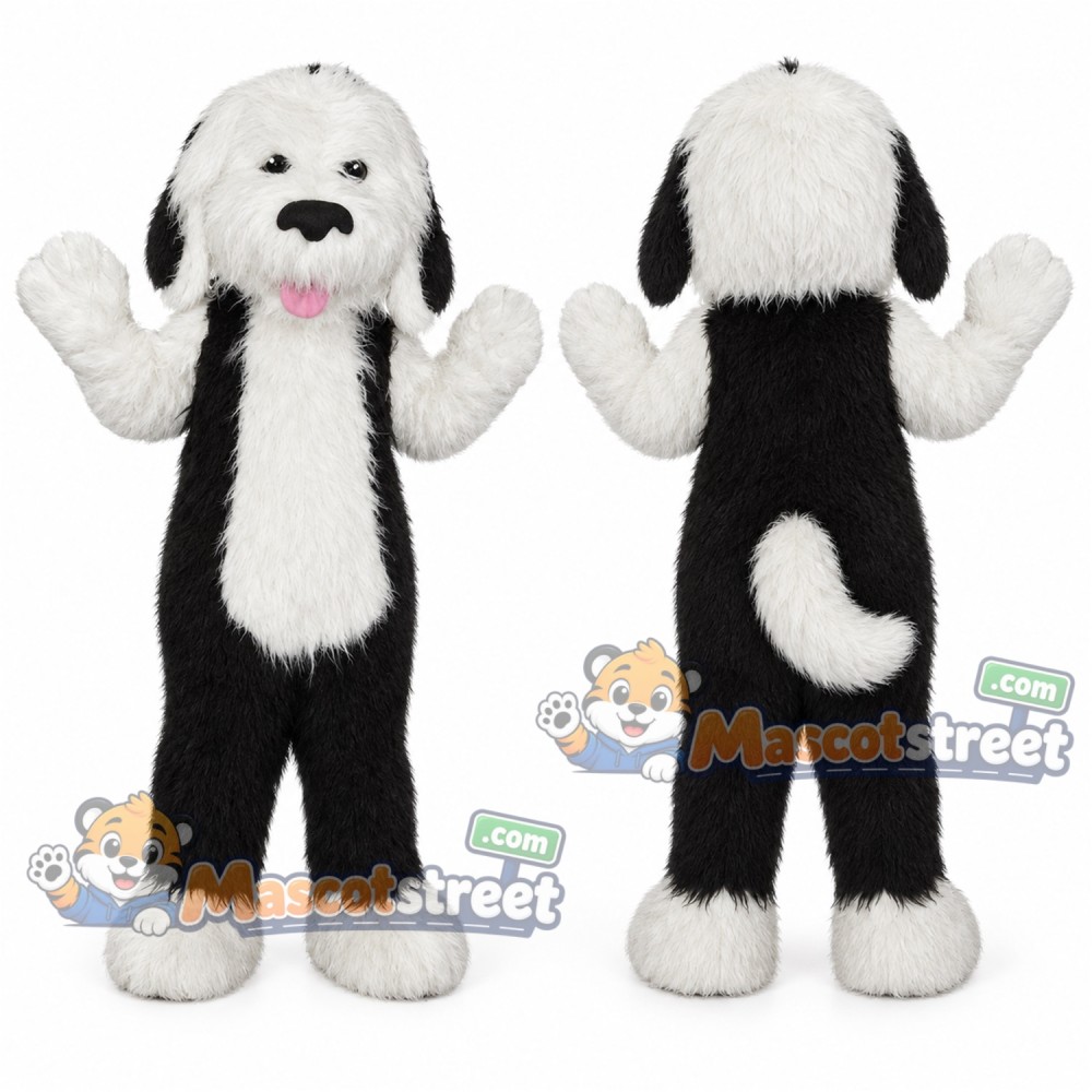 Black and White Dog Mascot Costume Black and White Dog Mascot Costume