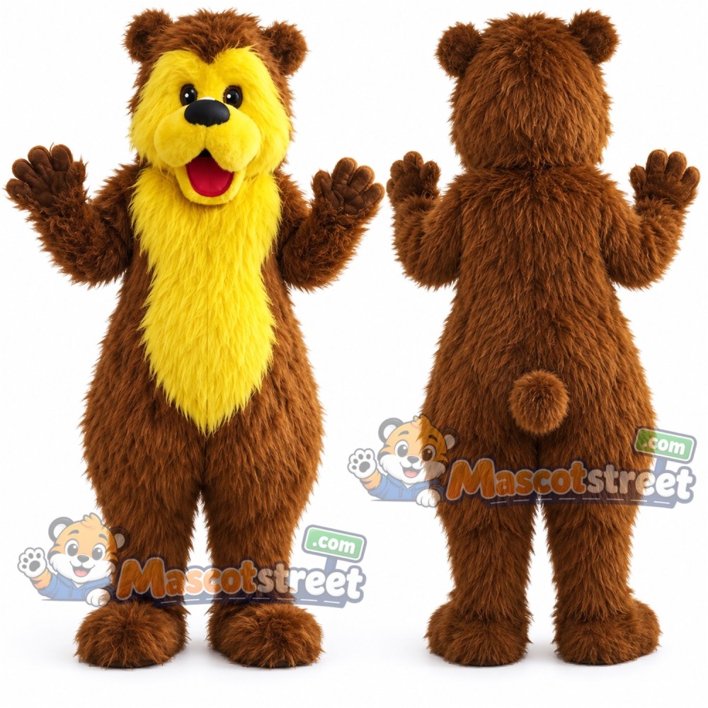 Brown Bear with Yellow Face Mascot Costume