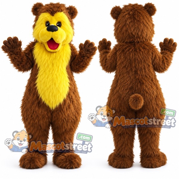 Brown Bear with Yellow Face Mascot Costume