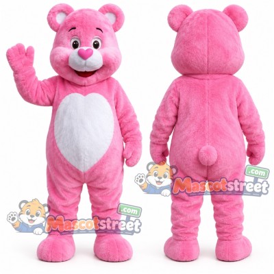 Pink Bear Mascot Costume