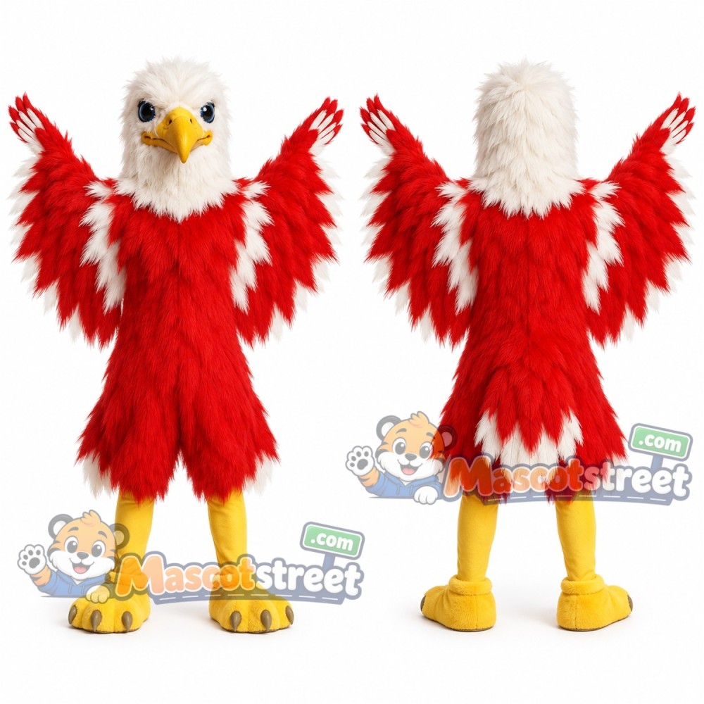 Red and White Eagle Mascot Costume