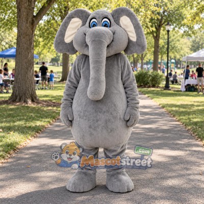 Gray Elephant Mascot Costume Gray Elephant Mascot Costume