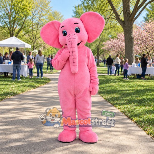 Pink Elephant Mascot Costume