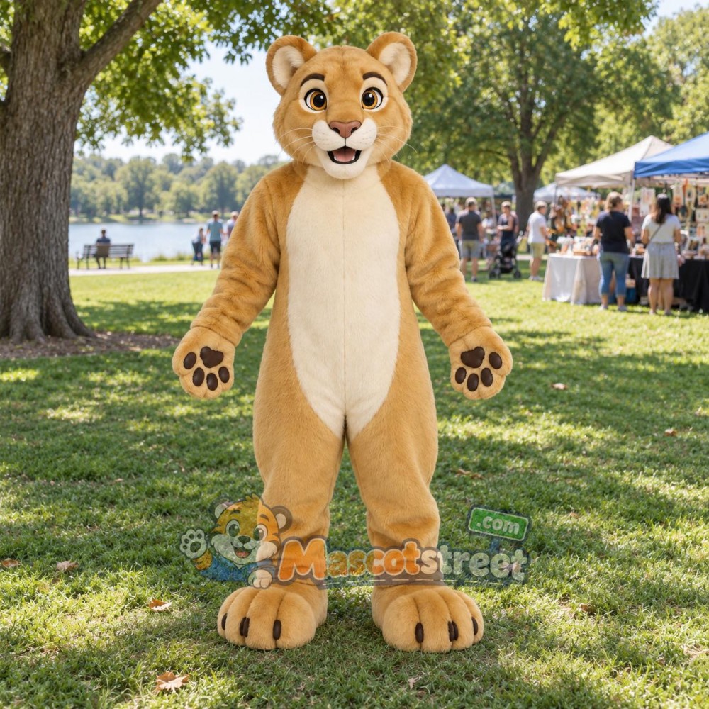 Tan Lion Mascot Costume Tan Lion Mascot Costume