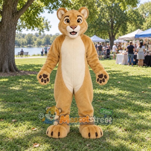 Tan Lion Mascot Costume