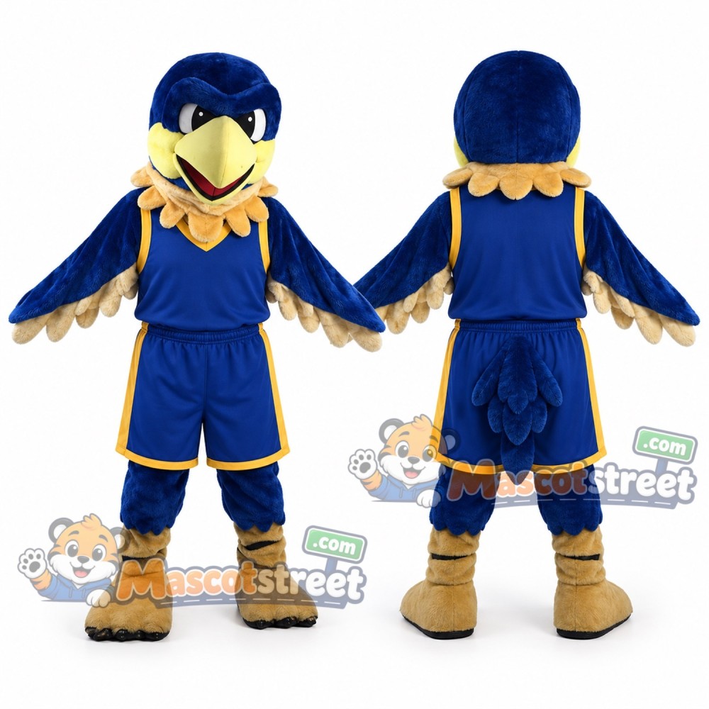 Blue and Yellow Parrot Mascot Costume with Navy Sports Uniform Blue and Yellow Parrot Mascot Costume with Navy Sports Uniform