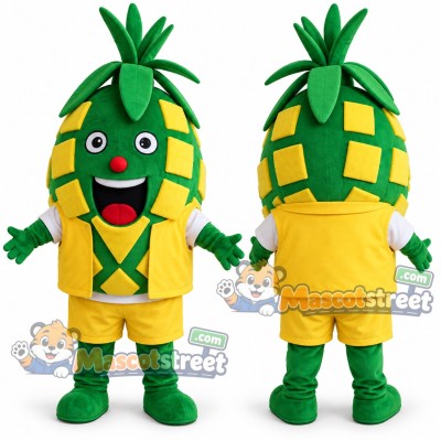 Green Pineapple Mascot Costume with Yellow Shirt and Shorts Green Pineapple Mascot Costume with Yellow Shirt and Shorts