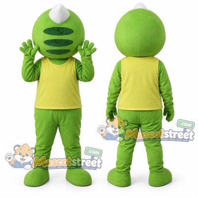 Green Frog Mascot Costume with Yellow Shirt Green Frog Mascot Costume with Yellow Shirt