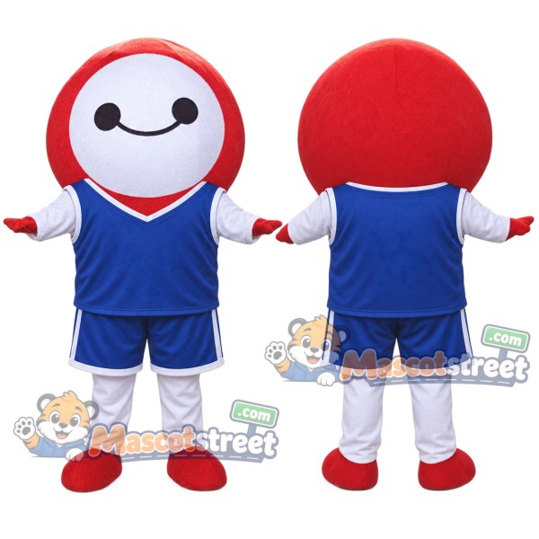 Red Blood Cell Mascot Costume with Navy Sports Uniform
