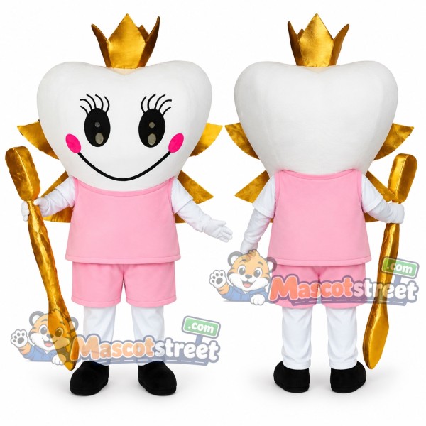 Tooth Fairy Mascot Costume with Pink Shirt, Pink Shorts and Crown