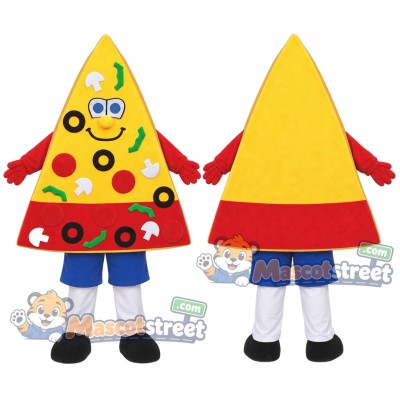 Pizza Slice Mascot Costume with Blue Shorts Pizza Slice Mascot Costume with Blue Shorts