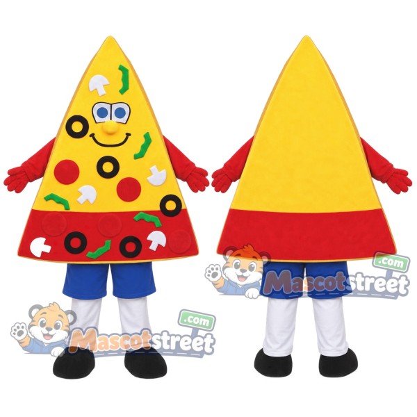 Pizza Slice Mascot Costume with Blue Shorts