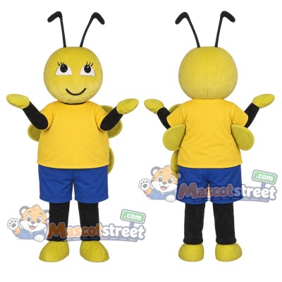 Yellow Bee Mascot Costume with Yellow Shirt and Blue Shorts Yellow Bee Mascot Costume with Yellow Shirt and Blue Shorts