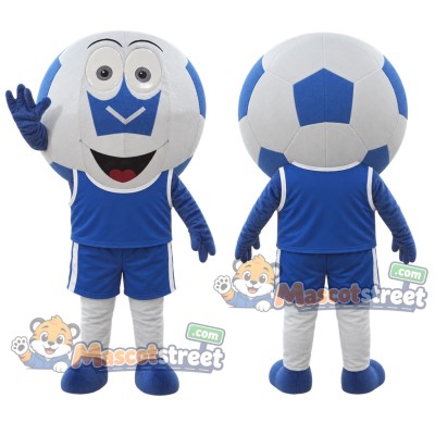 Soccer Ball Mascot Costume with Blue Sports Uniform Soccer Ball Mascot Costume with Blue Sports Uniform