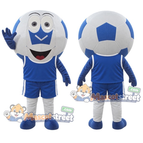 Soccer Ball Mascot Costume with Blue Sports Uniform