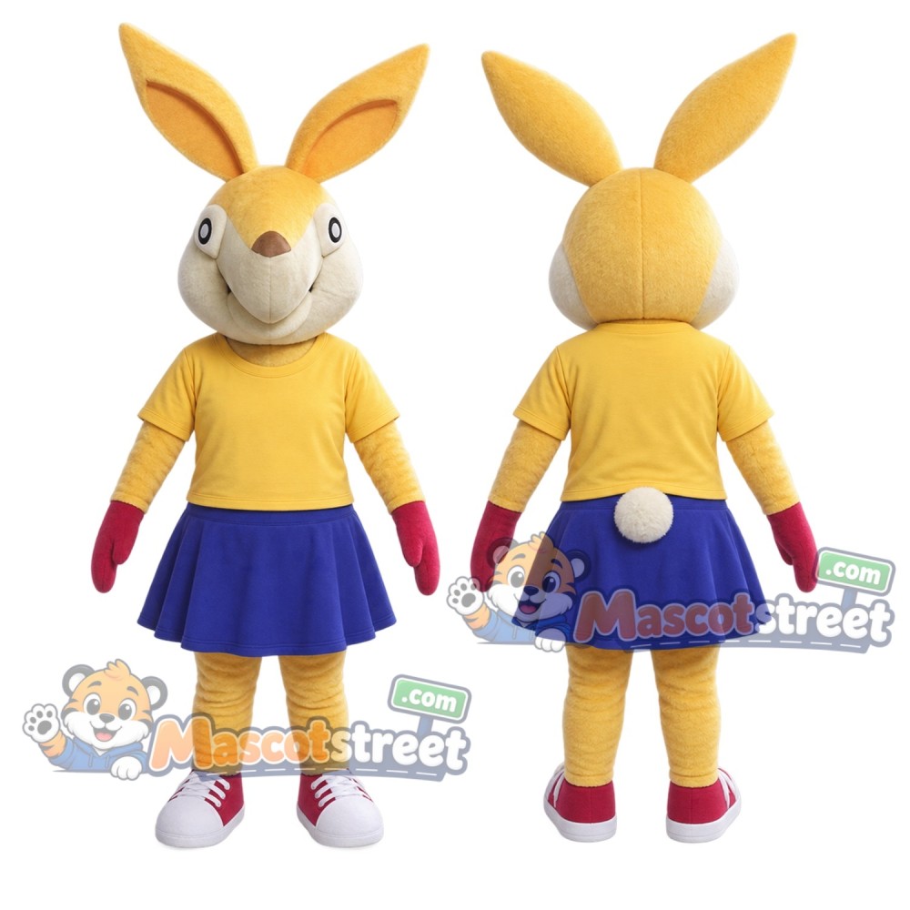 Yellow Rabbit Mascot Costume with Yellow Shirt and Purple Skirt Yellow Rabbit Mascot Costume with Yellow Shirt and Purple Skirt