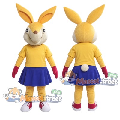 Yellow Rabbit Mascot Costume with Yellow Shirt and Purple Skirt Yellow Rabbit Mascot Costume with Yellow Shirt and Purple Skirt