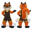 Orange Squirrel Mascot Costume with Black Sports Uniform and Eye Mask