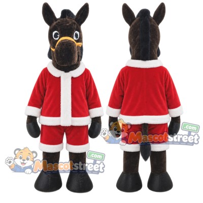 Black Donkey Mascot Costume with Santa Suit Black Donkey Mascot Costume with Santa Suit