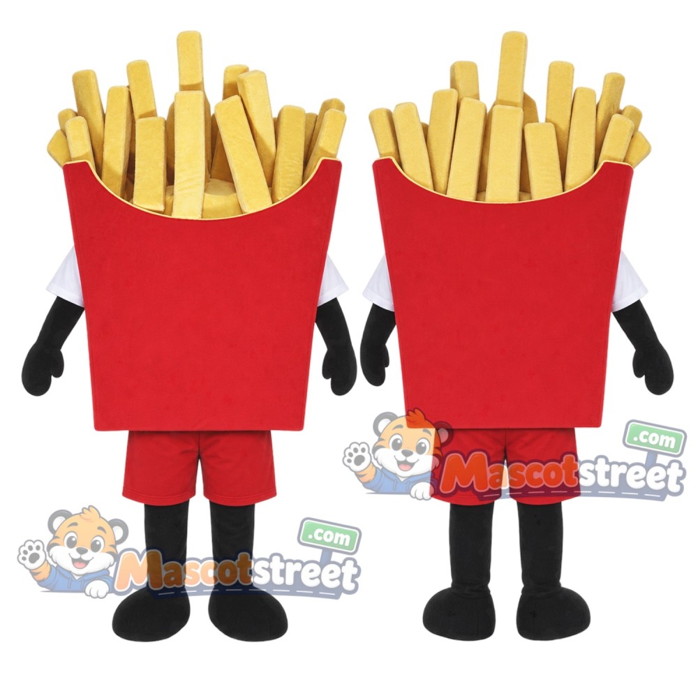 French Fries Mascot Costume with Red Shorts