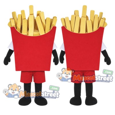 French Fries Mascot Costume with Red Shorts