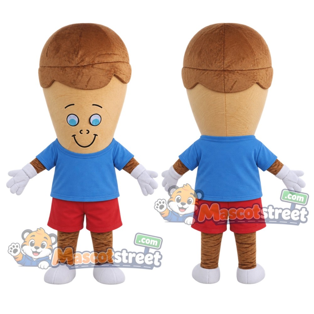 Ice Cream Cone Mascot Costume with Blue Shirt and Red Shorts Ice Cream Cone Mascot Costume with Blue Shirt and Red Shorts