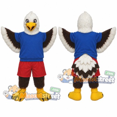 Bald Eagle Mascot Costume with Blue Shirt and Red Shorts Bald Eagle Mascot Costume with Blue Shirt and Red Shorts