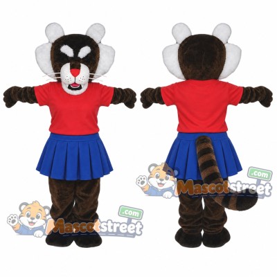 Brown Tiger Mascot Costume with Red Shirt and Blue Skirt Brown Tiger Mascot Costume with Red Shirt and Blue Skirt