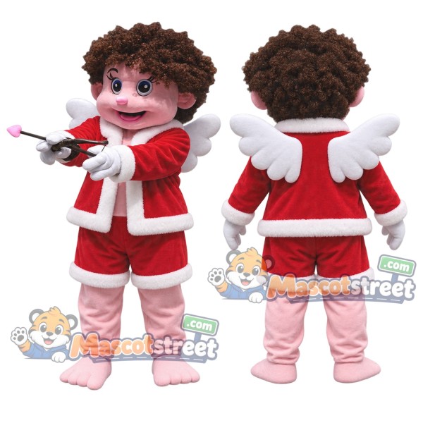 Cupid Mascot Costume with Santa Jacket and Red Shorts