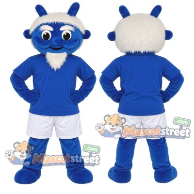 Blue Devil Mascot Costume with Blue Shirt and White Shorts Blue Devil Mascot Costume with Blue Shirt and White Shorts