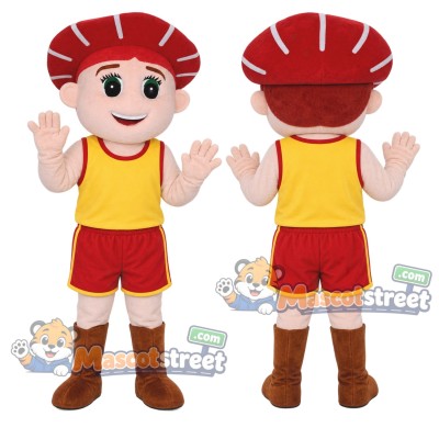 Red Haired Boy Mascot Costume with Yellow Shirt and Red Shorts Red Haired Boy Mascot Costume with Yellow Shirt and Red Shorts