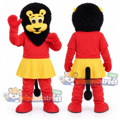 Red Lion Mascot Costume with Red Shirt and Yellow Skirt Red Lion Mascot Costume with Red Shirt and Yellow Skirt