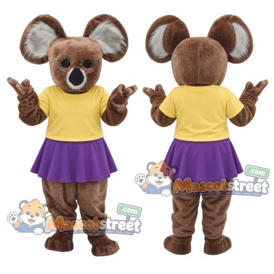 Brown Koala Mascot Costume with Yellow Shirt and Purple Skirt Brown Koala Mascot Costume with Yellow Shirt and Purple Skirt