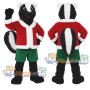 Black and White Skunk Mascot Costume with Santa Jacket and Green Shorts