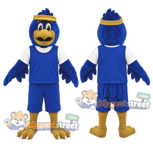 Blue Bird Mascot Costume with Blue Sports Uniform