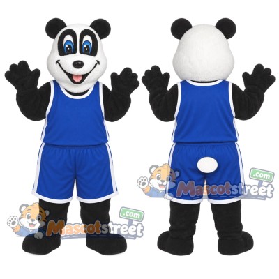 Panda Mascot Costume with Blue Sports Uniform Panda Mascot Costume with Blue Sports Uniform