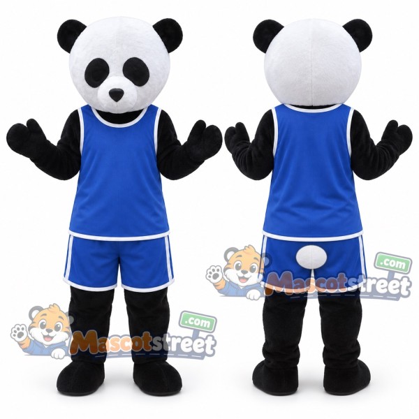 Panda Mascot Costume with Blue Sports Uniform