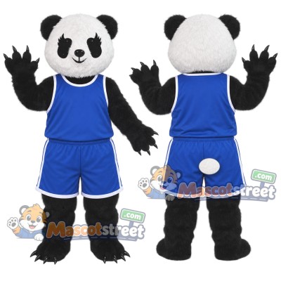 Panda Mascot Costume with Blue Sports Uniform Panda Mascot Costume with Blue Sports Uniform
