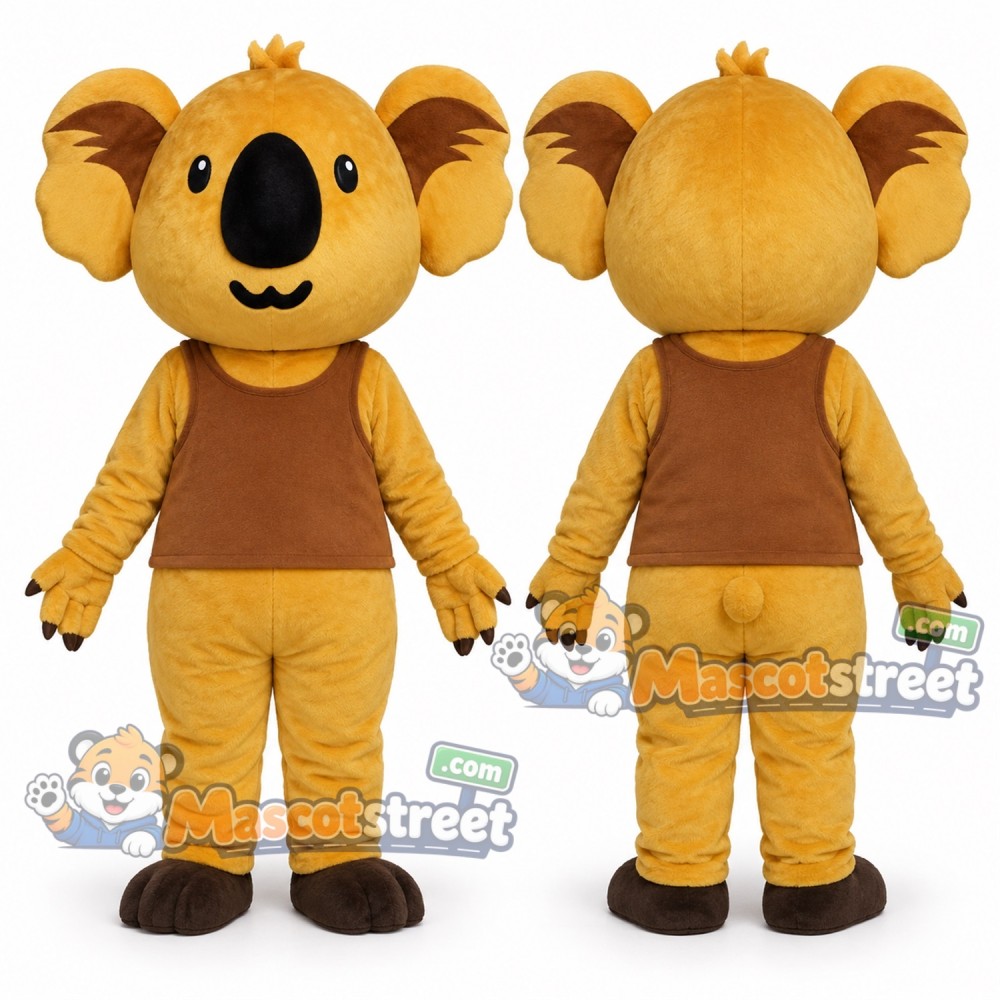 Yellow Koala Mascot Costume with Brown Vest Yellow Koala Mascot Costume with Brown Vest