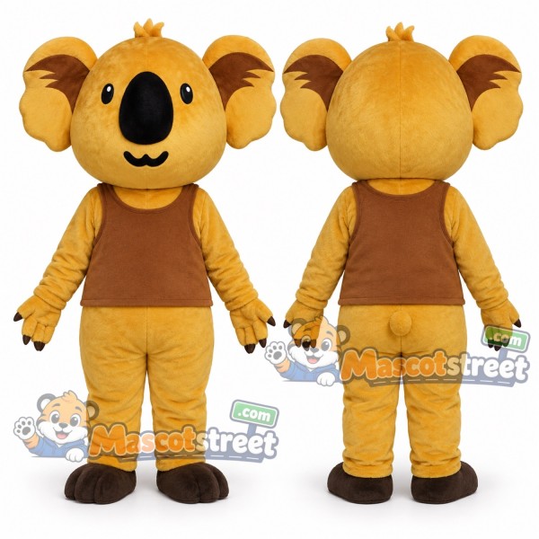 Yellow Koala Mascot Costume with Brown Vest