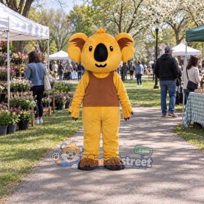 Yellow Koala Mascot Costume with Brown Vest Yellow Koala Mascot Costume with Brown Vest