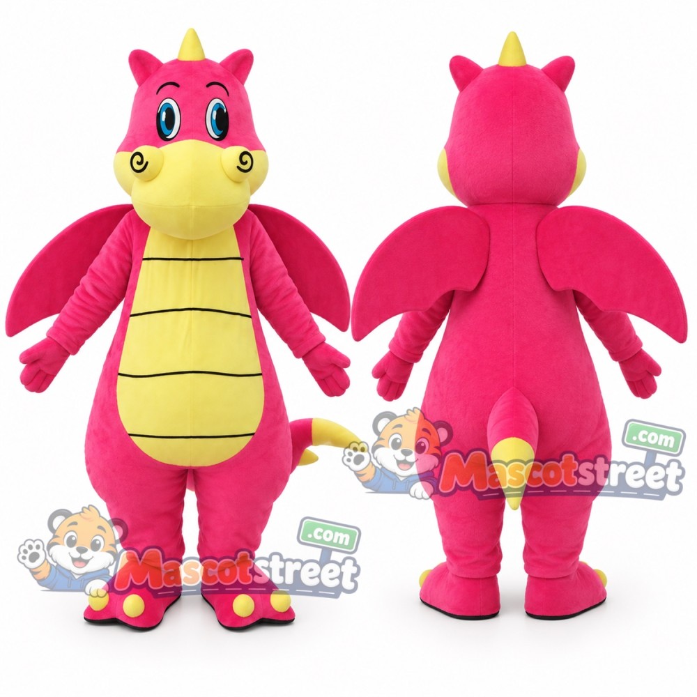 Pink Dragon Mascot Costume