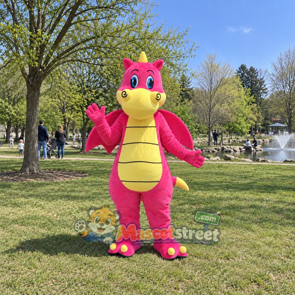 Pink Dragon Mascot Costume