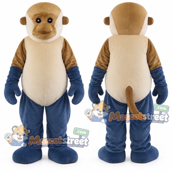Brown Monkey Mascot Costume with Navy Trousers