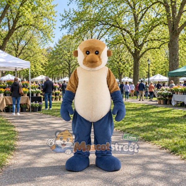 Brown Monkey Mascot Costume with Navy Trousers