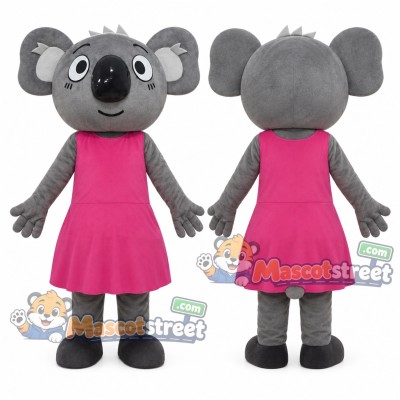 Gray Koala Mascot Costume with Pink Dress Gray Koala Mascot Costume with Pink Dress