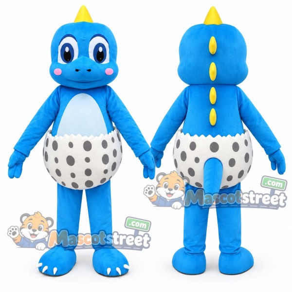 Blue Dinosaur Mascot Costume with White Spotted Diaper