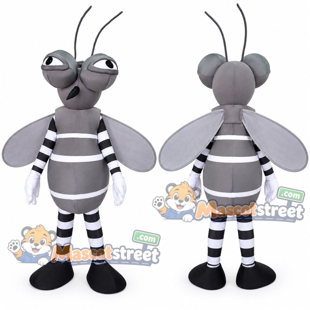 Gray Mosquito Mascot Costume Gray Mosquito Mascot Costume