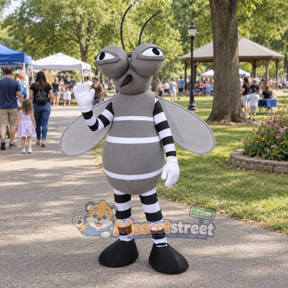 Gray Mosquito Mascot Costume Gray Mosquito Mascot Costume